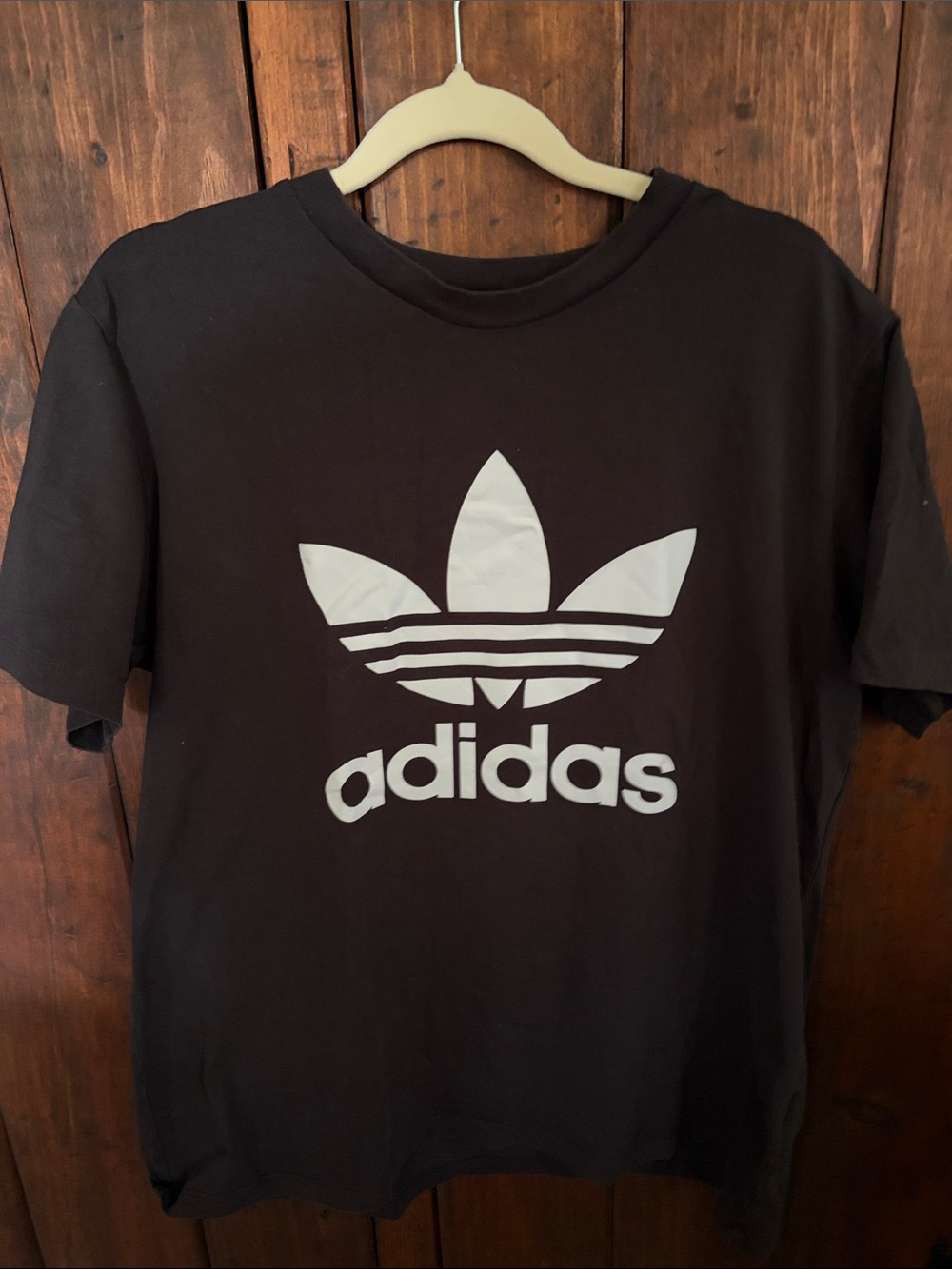 adidas Black Short Sleeve Tee with White Trefoil